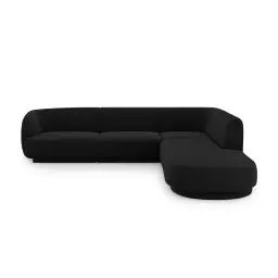 Canapé d’angle droit 6 places en tissu velours noir