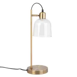 Lampe en métal doré et abat-jour en verre
