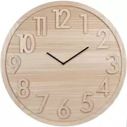 Horloge en bois de paulownia beige D60