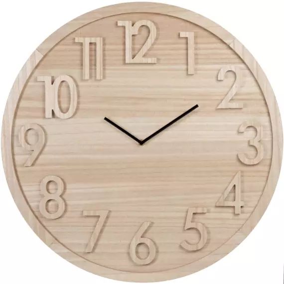 Horloge en bois de paulownia beige D60