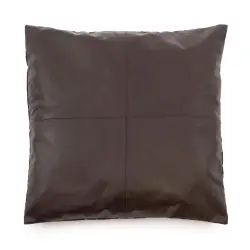 Housse de coussin en cuir brun 60×60