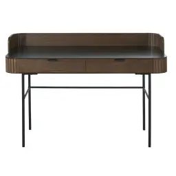 Bureau vintage 2 tiroirs pieds en métal noir Spiga
