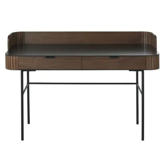 Bureau vintage 2 tiroirs pieds en métal noir Spiga
