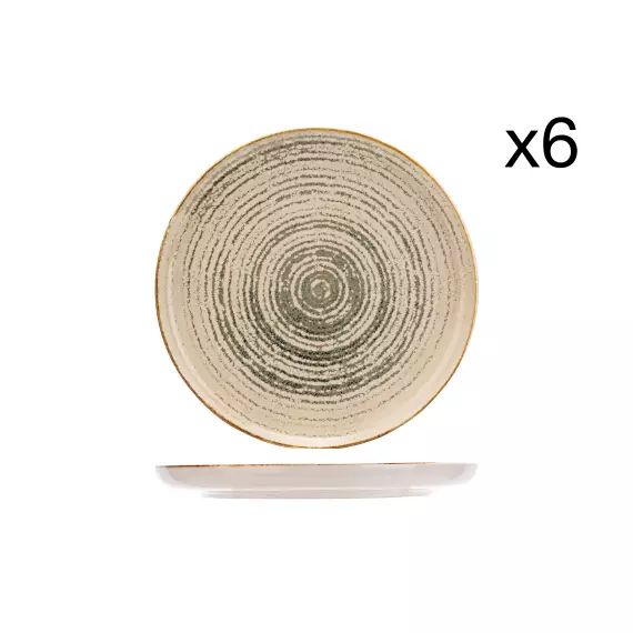 Lot de 6 Assiettes plates en Grès, gris, D27 cm