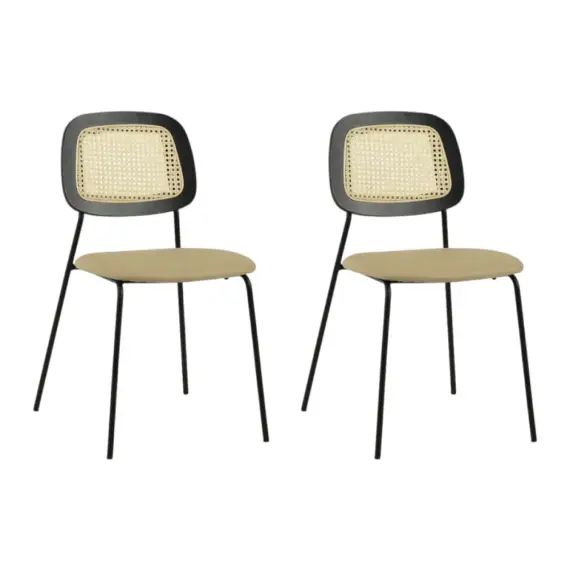 Lot de 2 chaises de repas simili cuir beige