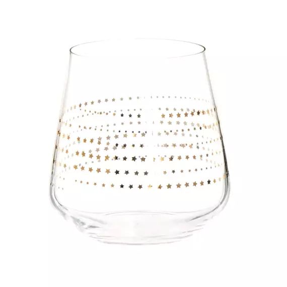 Gobelet en verre motifs étoiles dorées