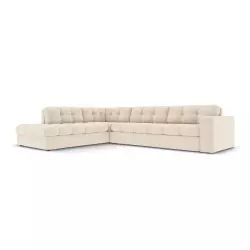 Canapé d’angle 5 places en tissu structuré beige clair