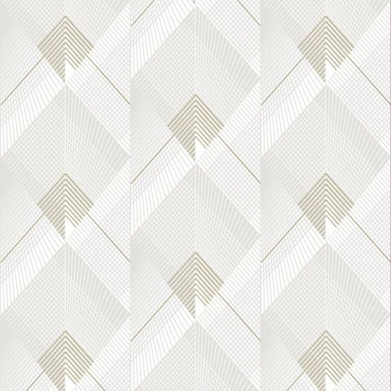 Papier peint intissé Galactik geo art deco blanc or