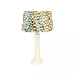 Lampe à poser en bois blanc et abat jour en tissu h39cm