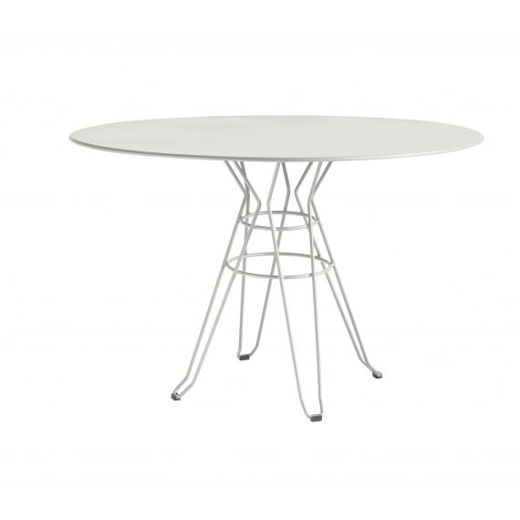 CAPRI – Table rond en acier blanc D110