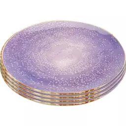 Assiette plate en grès violet D20 – Lot de 4