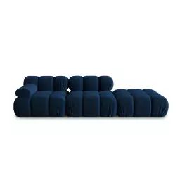 Canapé modulable droit 4 places en tissu velours bleu roi