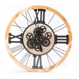 Horloge   80 cm en bois  marron