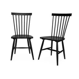 Lot de 2 chaises noires à barreaux en bois d’hévéa