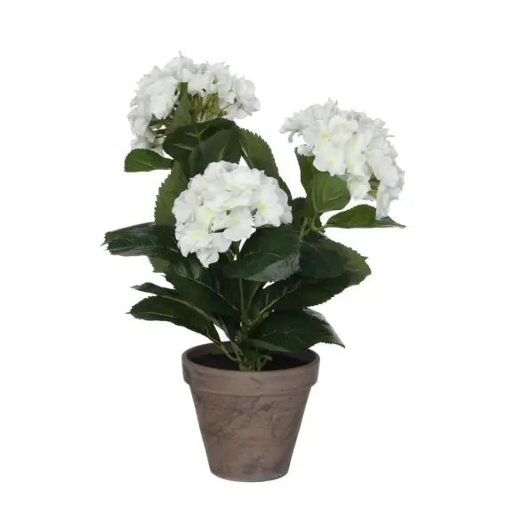 Hortensia artificielle blanc en pot H40