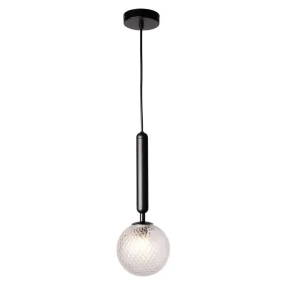Suspension en verre et support de lampe noir