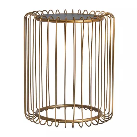 Table d&rsquo;appoint en fer et bois, or et noir 38x38x45