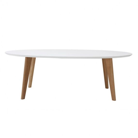 Table basse design ovale 120cm blanc EKKA