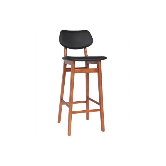 Chaise de bar design bois de noyer et noir 75 cm NORDECO