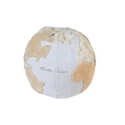 Pouf carte du monde bleu et gris