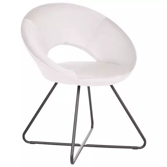 Chaise design en velours blanc cassé