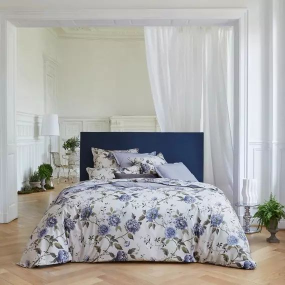 Housse de couette percale bleu foncé 140×200 cm