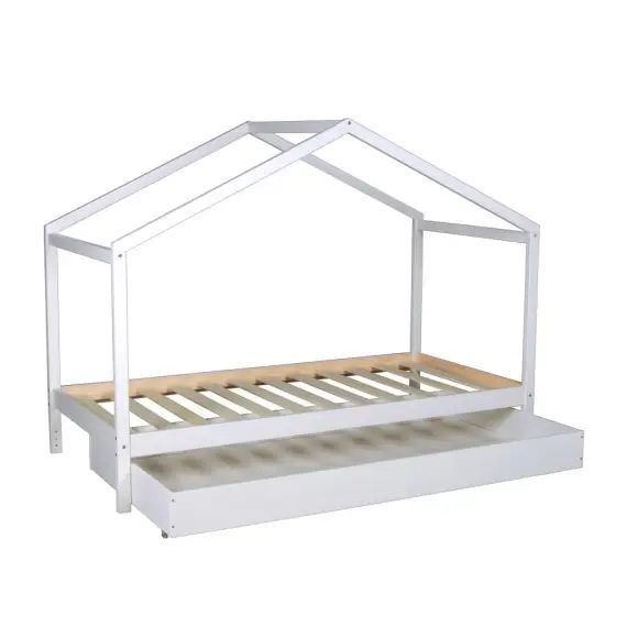 Lit cabane + tiroir en bois blanc 90 x 190 cm