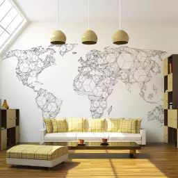 Papier peint panoramique carte du monde white solids 350×270 cm