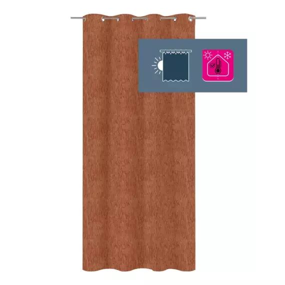 Rideau occultant thermique, velours chenille Auriane terracotta l.140 x H.280 cm