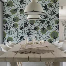 Papier peint panoramique fleurs pompons – 250×510