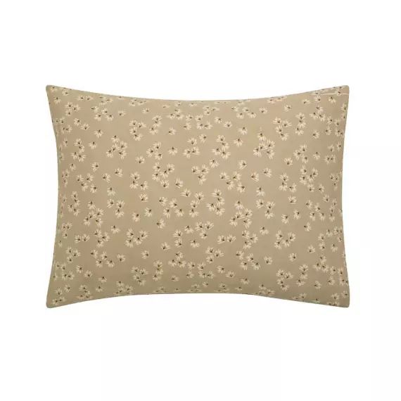 Taie d’oreiller imprimée en coton beige sable 50×70