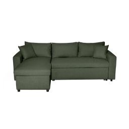 Canapé d’Angle MARIA Réversible et Convertible avec Coffre en tissu – Vert foncé – 227 x 146 x 82.5 cm – Usinestreet