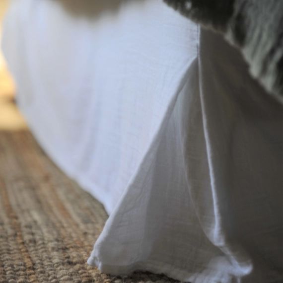 Cache sommier gaze de coton blanc 160×200