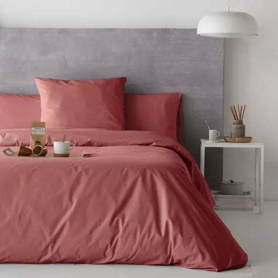 Housse de couette en percale de coton 260×240 cm rose foncé