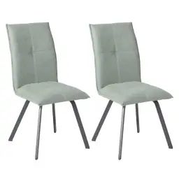 Lot  de 2 chaises tissu coloris vert d&rsquo;eau
