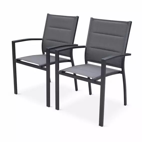 Lot de 2 fauteuils en aluminium anthracite et gris foncé
