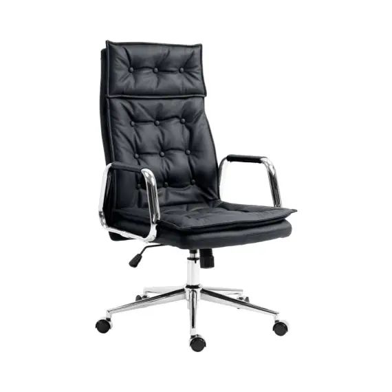 Chaise de bureau réglable pivotant en véritable cuir Noir