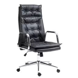 Chaise de bureau réglable pivotant en véritable cuir Noir