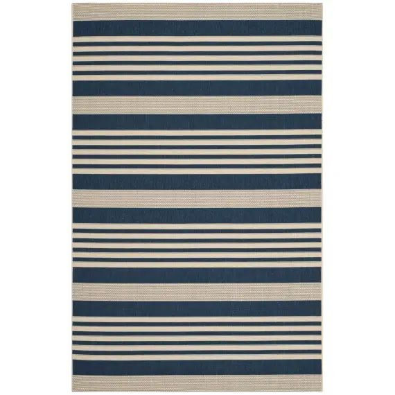 Tapis interieur / exterieur en bleu marine & beige, 160 x 231 cm