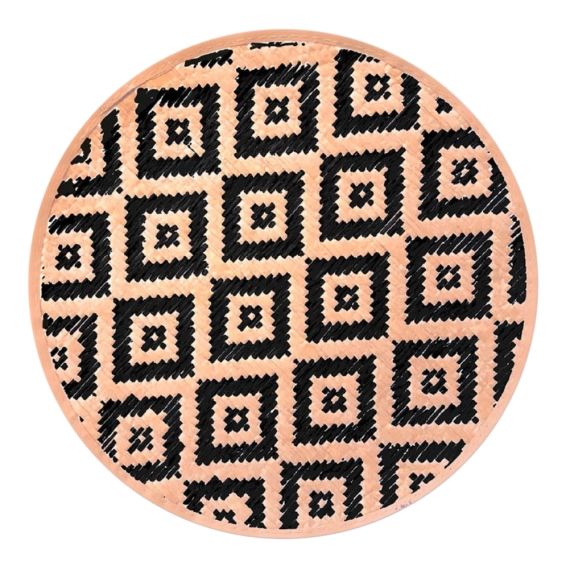 Set de table rond beige et noir en feuilles de bambou D38