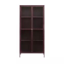 Bjorn – Vaisselier 2 portes en verre stié et métal H190cm – Couleur – Bordeaux