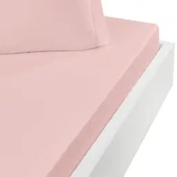 Drap housse en coton bonnet 30cm  poudre 90×190 cm
