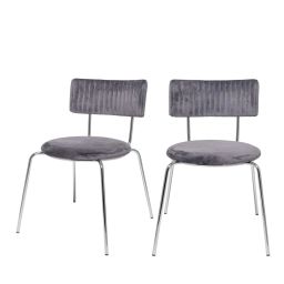Lot de 2 chaises en velours gris