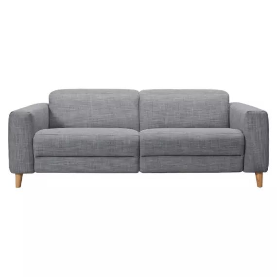 Canapé droit relaxation électrique  3 places SKANDY coloris gris