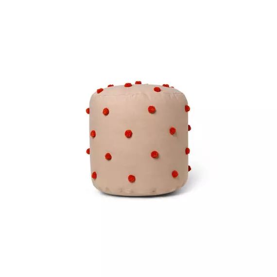 Pouf Dot en Tissu, Coton biologique – Couleur Beige – 47.62 x 47.62 x 48 cm