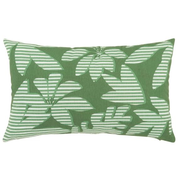Housse de couette en coton fin motifs hibiscus verts et blancs, OEKO-TEX® 30×50