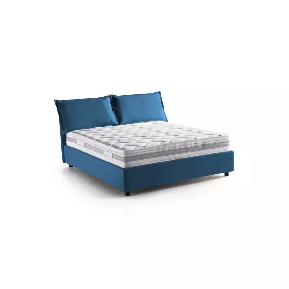 Lit coffre 140×190 cm en tissu bleu