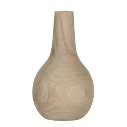 Vase en bois de paulownia marron clair H28