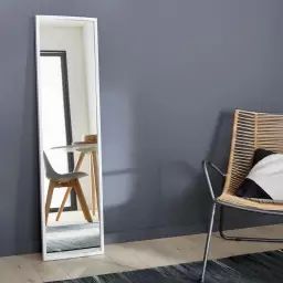 Miroir rectangulaire Milo blanc, l.32 x H.122 cm