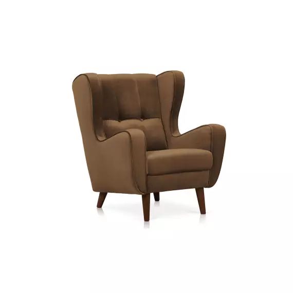 Fauteuil en tissu VELOURS coloris taupe